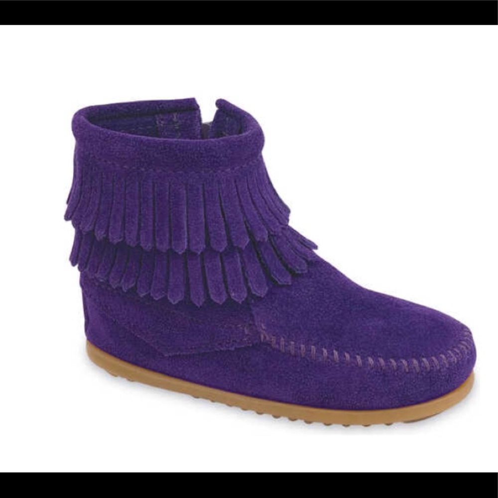 Minnetonka suede waterproof purple bootie mid high toddler 4
